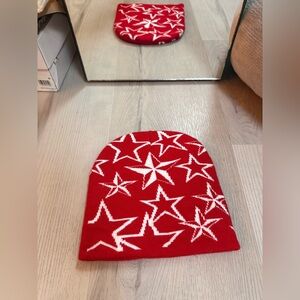 Red Star Patterned Beanie